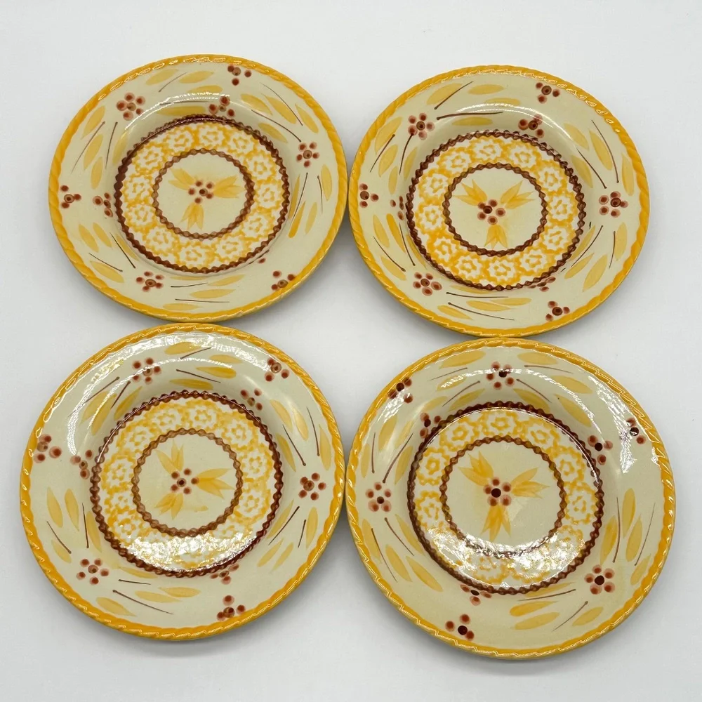 Temptations Old World Yellow Bread and Butter Plates Set Of 4 6”